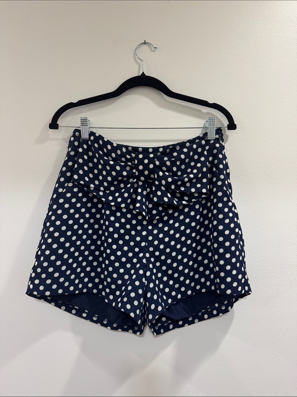 Disney Navy Polka Dot High-Waist Bow Shorts